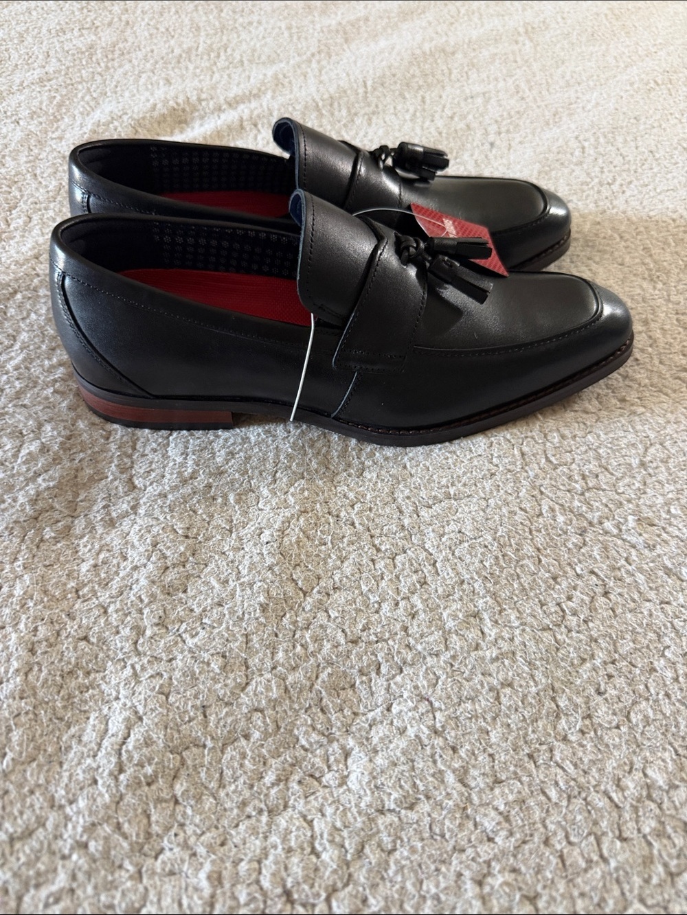Stacy Adams Black Leather Tassel Loafers with Redzone Collection 8.5 - Picture 3 of 8